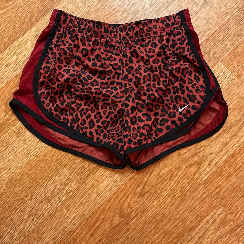 Nike Tempo red cheetah print running shorts
